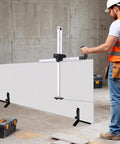 Worker using Foldable Drywall Cutter Pro Tool For On Site Pros And DIYers Use With Adjustable Blade And Metric And Imperial Scale