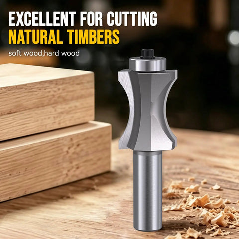 Knockout Cut Carbide Tipped Router Bit Crafting Sweet Smooth Fingernail Bevels On Fine Cabinetry Projects With Darn Solid 1/2 Inch Shank And 1 13/16 Inch Reach For Pro Woodworking Success on wooden work surface.