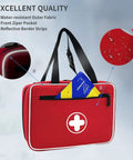 Portable First Aid Bag With Reflective Strips Empty Emergency Trauma Kit Multi Compartment Medical Organizer Red
