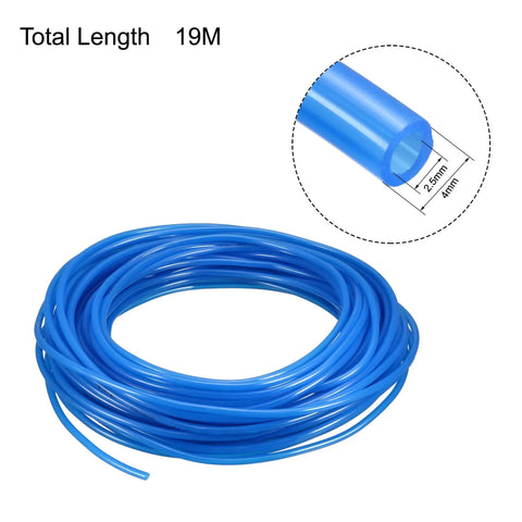 Coiled Blue PU Pneumatic Air Tubing 4mm OD By 2.5mm ID 19m Long Polyurethane Hose for air compressors and DIY projects