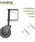 Heavy Duty Gate Wheel Caster With Spring Loaded Mechanism, 360 Degree Swivel Rubber Wheel, hardware included
