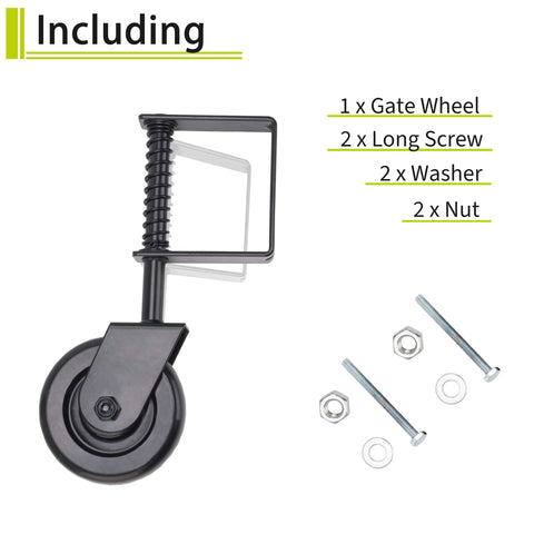 Heavy Duty Gate Wheel Caster With Spring Loaded Mechanism, 360 Degree Swivel Rubber Wheel, hardware included
