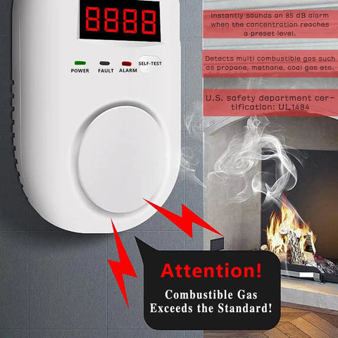 Gas Alarm Detector For Home And RV Propane And LNG And LPG Combustible Gas Detector Plug In Wall Mount LED with fireplace smoke warning