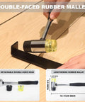 Laminate/Vinyl Flooring Tools, WHLLING 43PC Laminate Wood Flooring Installation Kit showing double-faced rubber mallet use