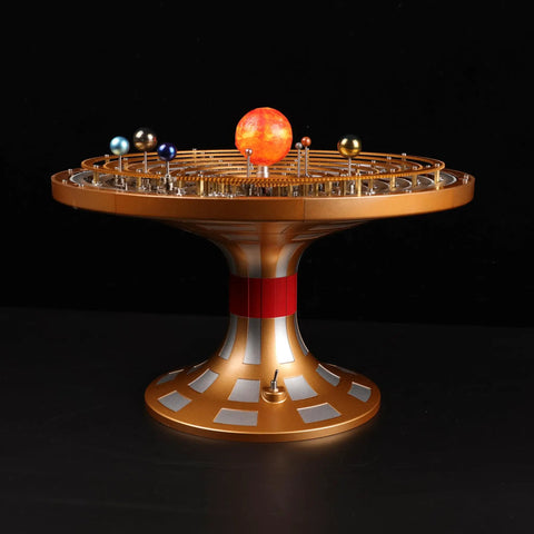 Motorized Solar System Model Kit That Actually Works With A Premium Metal Planetarium LED Sun Light Precision Machined Aluminum Brass And Stainless Steel Build Educational STEM For Adults Classroom Project And Unique Desk Decor Gift That Slaps, metal tabletop model