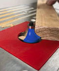 15 Piece Router Bit Set For Woodworking With Upgraded C3 Carbide Bits demos cutting wood with chamfer bit on table