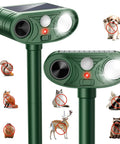 Solar Ultrasonic Animal Repellent With Motion Sensor And LED Flashlight, Waterproof Outdoor Pest Deterrent For Your Yard, It Keeps Squirrels, Raccoons, Deer, Cats And Dogs Away, Motion Activated Solar Powered Guard, green solar stake
