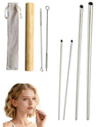 Pro Grade Singing Straw Vocal Trainer Kit With 4 Metal Straws, Cleaning Brush And Bamboo Travel Tube shown with user