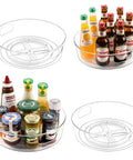 4 Pack 11.5 Inch Clear Lazy Susan Organizer With 360 Degree Turntable Raised Edge And Handles Space Saving Kitchen
