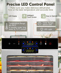 Hella Big 18 Tray Stainless Steel Food Dehydrator Machine With Smooth Touch Panel And 24 Hour Timer detailed LED control panel.