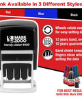 Slick S120 Self Inking Date Stamp With Black Ink And Half Inch Impression Size Featuring Finger Guard Band Shield for easy date setting.