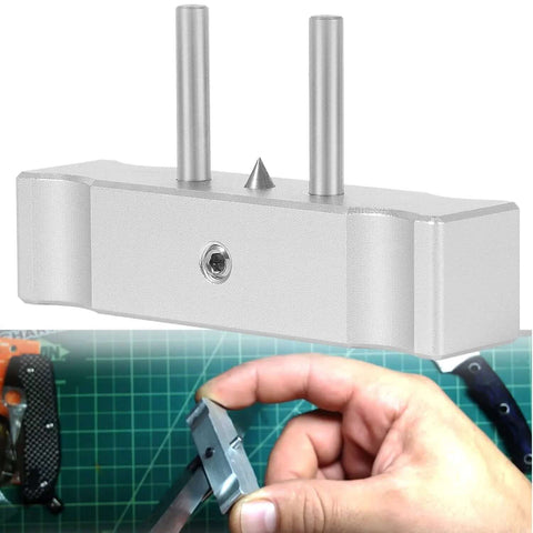 front view of sixcow aluminum self-centering doweling jig with two vertical posts and center cone