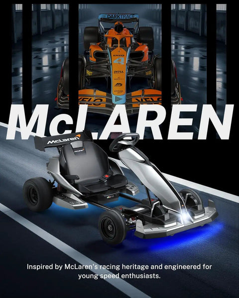 Licensed McLaren 48V Go Kart For Ages 14 And Up Dual 750W Brushless Motors Up To 15 MPH Pro Grade Drift Tires Silver Finish