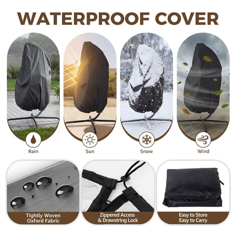 Waterproof cover for Indoor Outdoor Wicker Hanging Egg Chair With Stand Cozy Patio Swing Hammock Egg Shell Chair.