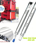 Full Extension Drawer Slides Beefy Heavy Duty Locking Runners With Side Mount Rails, high load-bearing capacity, toolbox application.