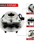 Pair Front Wheel Hub And Bearing Assembly 515126 for 2009 2010 2011 Dodge Ram 1500 with ABS 5 Lug, top, side, bottom view