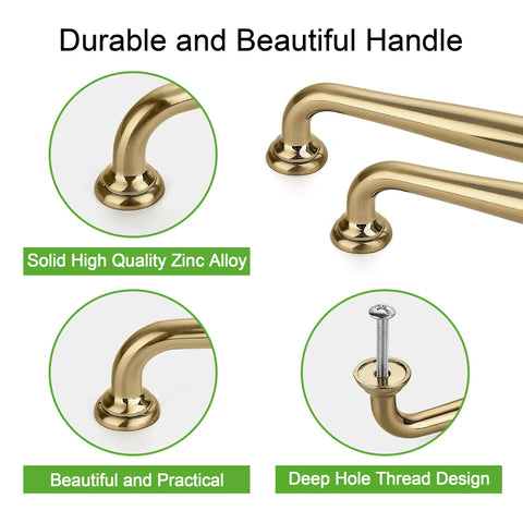 Close-up of 10 Pack Cabinet Handles Set 5 Inch 128mm Screw Spacing Champagne Bronze Solid Zinc Alloy Furniture Pulls with smooth arch design