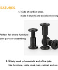 100 Piece Black M6 Hex Drive Socket Cap Bolts And Dowel Nuts Kit For DIY Furniture Builds, shown in carbon steel