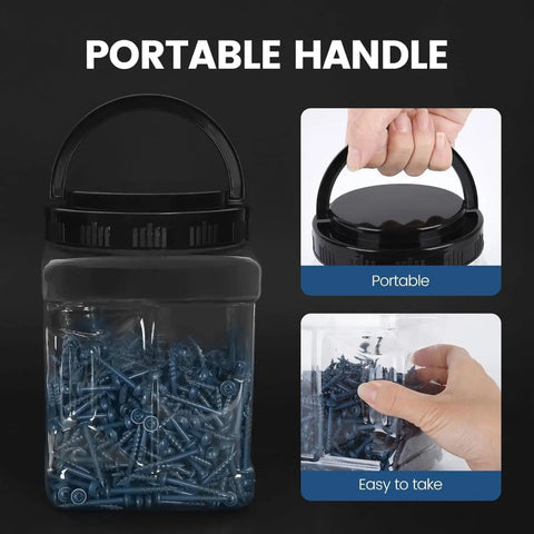 Blue Anti Rust Pocket Hole Screws Two And A Half Inch 300 Piece Set in portable container with handle for outdoor wood projects