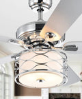 HomeStock Copper Grove 52-Inch Lighted Ceiling Fan, Finish, Reversible Silver and White Maple Blades with chrome light fixture.