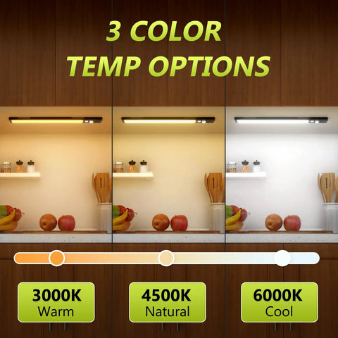 Six Pack 10 Inch Under Cabinet Lights With Digital Battery Level Display, 52 LED Rechargeable Motion Sensor Lights with three colors