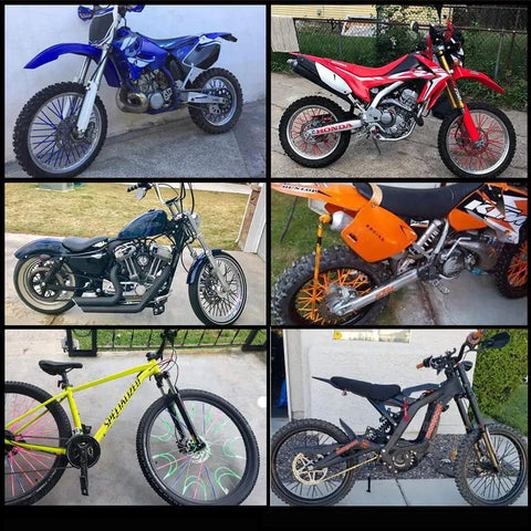 Universal Spoke Covers For 8 To 21 Inch Rims With 72 Pcs White Spoke Wraps On BMX, MTB, Dirt Bikes, and Motorcycles With ABS Spoke Skin