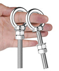 Heavy Duty Shoulder Eye Bolts 3 By 8 Inch Thread, 2.75 Inch Shaft, Premium Stainless Steel 304 With 2 Nuts And 1 Washer, Extra Long Thread