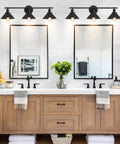 Farmhouse Vanity Lights Two Light Over Mirror Bathroom Fixture Matte Black Wall Sconces With Metal Shades For Rustic Modern Bathrooms