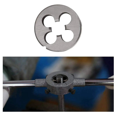 M12 X 1.25mm HSS Tap And Die Set For Metric Threads Right Hand Tap And Round Die Pro Grade High Speed Steel Silver Tone