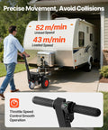 VEVOR Electric Trailer Dolly Moves 3600 Lbs With Ease showing control throttle for smooth operation and speed specs.