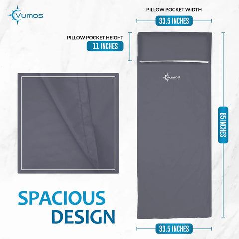 Silk Like Sleeping Bag Liner And Camping Sheet With Full Length Zipper For Travel Must Have 85 Inch Long 33 Inch Wide Gray