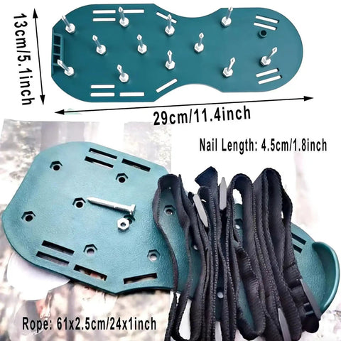 Lawn Aerator Shoes With Spikes For Heavy Duty Yard Work Four Adjustable Straps For Easy Secure Fit Spiked Sandals, Green PP Plastic