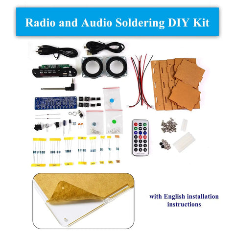 Radio DIY Soldering Kit Dope For Advanced Audio Projects With Transparent Acrylic Speaker Shell parts layout