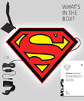 Superman Table Lamp And Night Light With Luminescent Halo, 3D S Shield Crest Wall Light Mountable accessories and guide