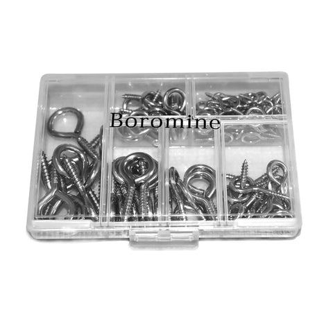 100 Piece Eye Bolts And Eye Screws Hooks Set For Hanging Crafts DIY Projects Assorted 5 Sizes M2.5 M3 M4 in plastic organizer