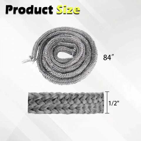 Amazon LikeLion wood stove door gasket rope, 1/2 in x 84 in, graphite-impregnated fiberglass, high-temp 1000F
