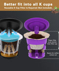 Disposable K Cup Filters 300 Count For Keurig 1.0 2.0 Brewers Unbleached Natural shown with reusable pods