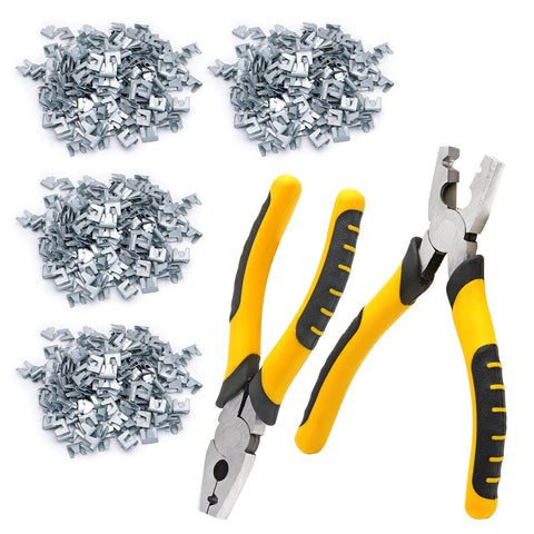 1200 Piece Wire Cage Clips Set With 2 Pliers For Bird Chicken Rabbit Quail Cages J Clips Buckle Clips Hog Ring Pliers Snap Ring Pliers