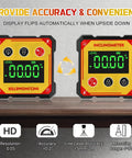 Digital Angle Finder With Laser And Heavy Duty Magnets Cube Inclinometer For Table Saw And Woodworking Measuring Pro Grade Level Box With Auto Flip Display Waterproof And Dustproof Four Sided Magnet System Zero At Any Angle, upright and flipped