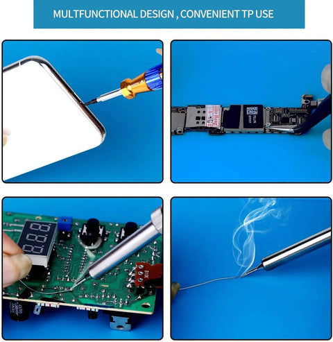 Pro Grade Silicone Repair Mat With Magnetic Features For Electronics Soldering, Two ESD Tweezers And Anti Static Wrist Strap in use