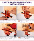 Easy Cabinet Door Fixing Clip For Quick Home Installations step-by-step use with a drill and jig setup shown.