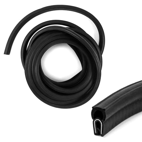 20 Foot EPDM Rubber Trim Seal With Top Bulb For Edge 1/16 Inch To 1/8 Inch, Weatherproof Gasket, flexible coil with metal clip detail