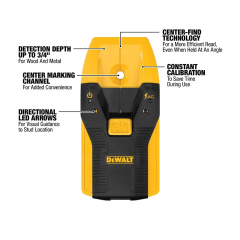Stud Finder For Framing And DIY Projects Locates Three Quarter Inch Wood And Metal Studs With Center Find And LED Arrows