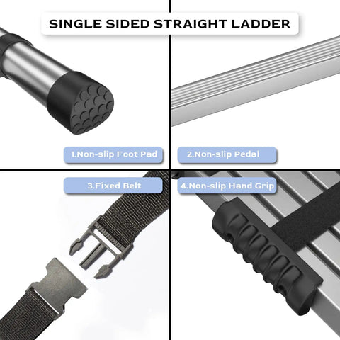 Stainless Steel Telescoping Ladder 10.5 Ft No Frills Ultra Portable Multi Purpose Extension Ladder non-slip features details
