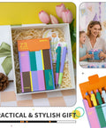 5 Pack Gel Pens 0.5mm Fine Point Retractable With Diamond Barrel Quick Dry Ink For Journaling Note Taking Office And School Supplies Smooth Writing With Rolling Clip And Comfortable Grip Includes Z3 Contrast Color gift set displayed in a box with flowers and accessories