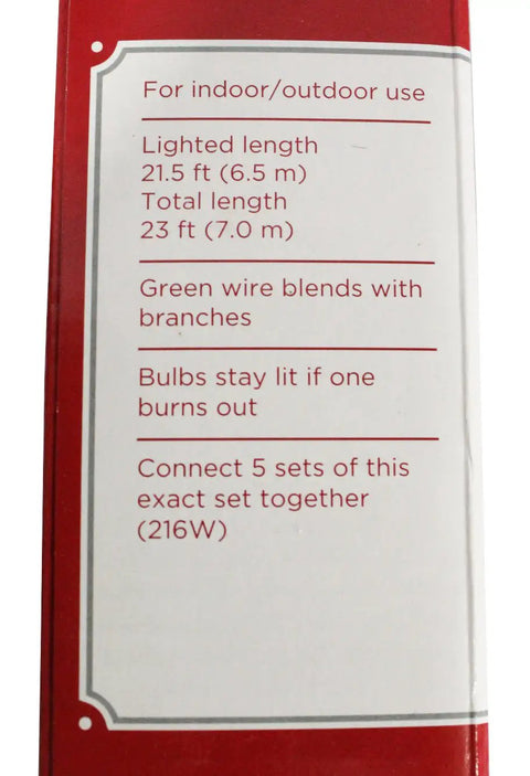 Package details of Clear Mini Christmas Lights 100 LEDs, Green Wire, Indoor Outdoor, 2 Pack, showing length and connectivity features
