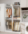 Big Time Modular Closet System With Hella Roomy Hanging Space And Solid Wood Build For Custom Walk In Setup featuring arranged clothing.