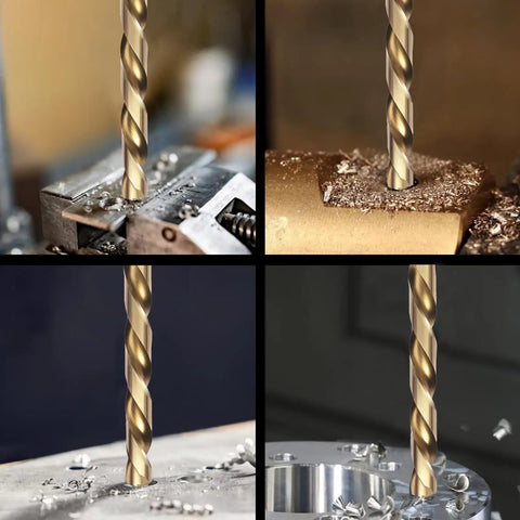 5 By 16 Inch Cobalt Drill Bit Set, 10 Piece, Boss Grade M35 HSS, 135 Degree Tip, Jobber Length used on metal, wood, and plastic surfaces
