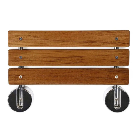 Heavy Duty 20 Inch Teak Wood Folding Shower Seat Wall Mounted Bench With Stainless Steel Frame And Chrome Hardware Fold Up Bath Stool