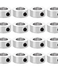 12 Pack Five Eighths Inch Bore Shaft Collars, Zinc Plated Solid Carbon Steel Screw Shaft Collars, arranged in four rows